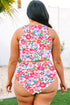 Plus Size Floral Print Twisted High Waist Bikini Set
